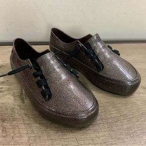 NEW! Girl’s MINI MELISSA Black ULITSA Glitter JELLY PLASTIC Designer SNEAKERS  1